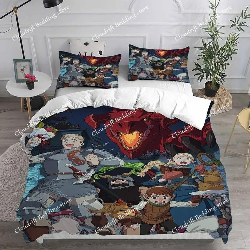 Modisches 3D-bedrucktes Anime Delicious in Dungeon Bettwäsche-Set Jungen Mädchen Einzel Doppel Queen King Größe Bettbezug Kissenbezug Bett Jungen Erwachsene