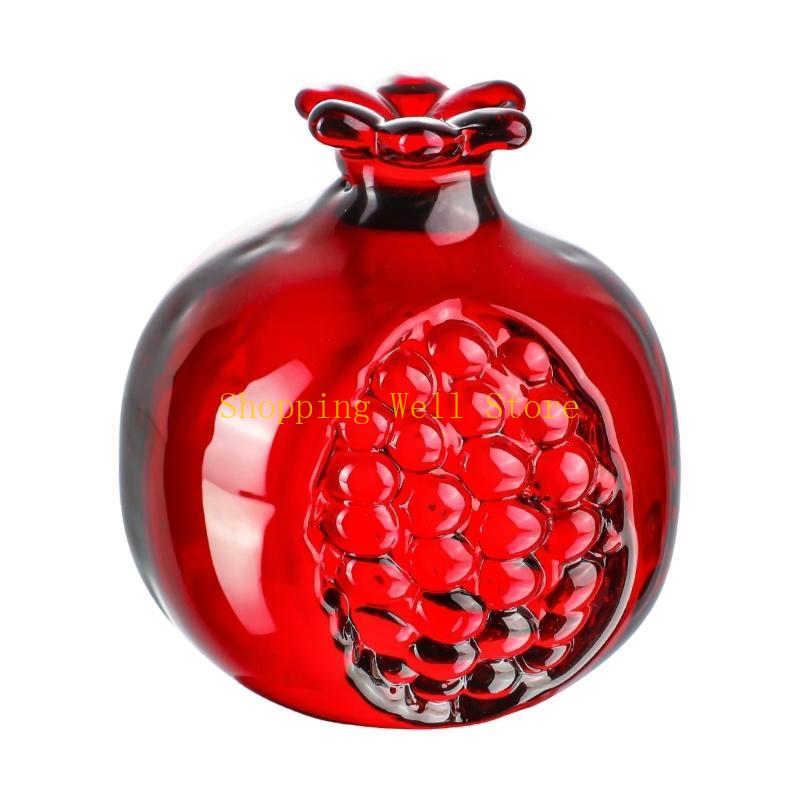 KX4B Miniature Glass Fruit Statue Decorative Paperweight Tabletop Ornament for Desk