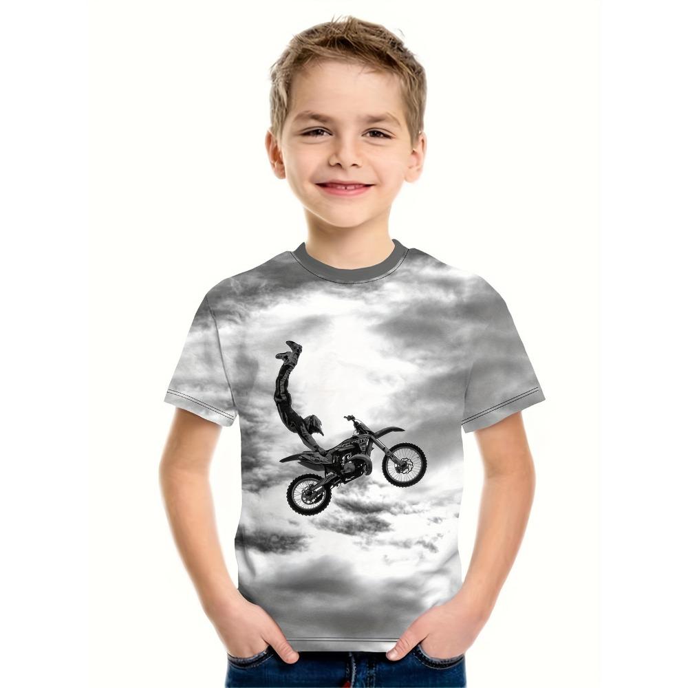 

Детская одежда. Красочные футболки с 3D-графикой гоночных автомобилей. Одежда с коротким рукавом для мальчиков. Футболки. Футболки с круглым вырезом для детей. 100