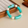 Ingemark 10 Colors Vintage Stackable Resin Bracelets Women Bohemian Round Tube  Leopard Elastic Beaded Bangle New Jewelry Gift
