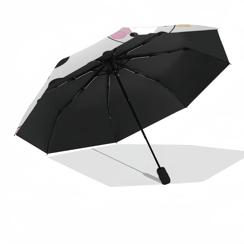Cute Cow Print Automatic Folding Umbrella - Portable 3-Fold Design with Iron Frame, Perfect for Fans, Travelers, Daily Use, and Gifts!112515
