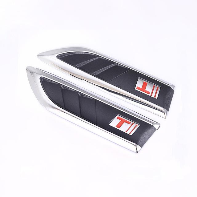 2pcs/lot 3d Sticker Car Hood Chrome Grille Shark Gill Simulation Air Flow Vent Auto Exterior Decoration Chrome Styling Stickers - Chromium Styling -