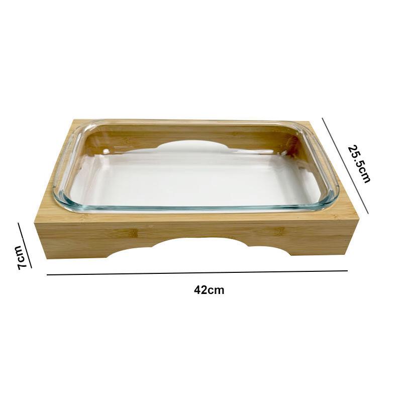 Qinkai Creative Glass Fruit Plate with Bamboo Stand