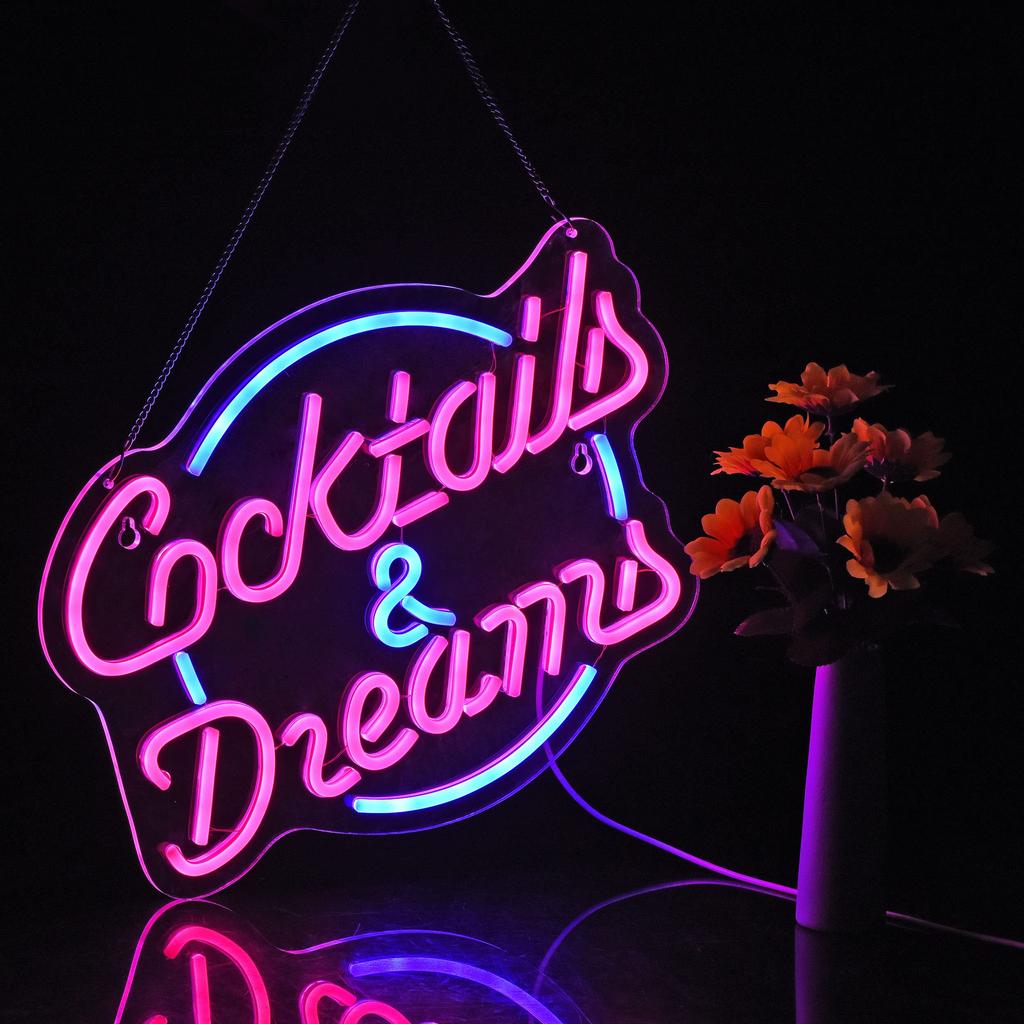 Cocktails Beer Neon Sign - Bright LED Bar Decor,  Commercial Pub & Home Bar, Grand Opening Gift for Bartenders & Brew Lovers