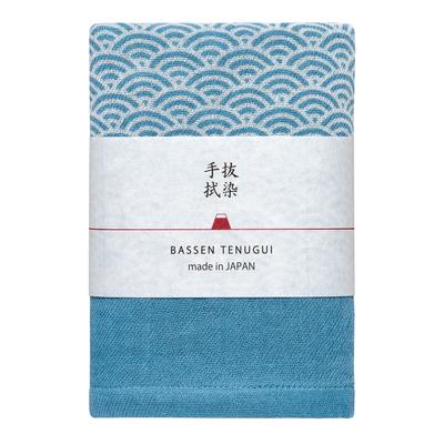 Imabari Towel Contex Discharge Printed Hand Towel Blue Seigaiha High-Color