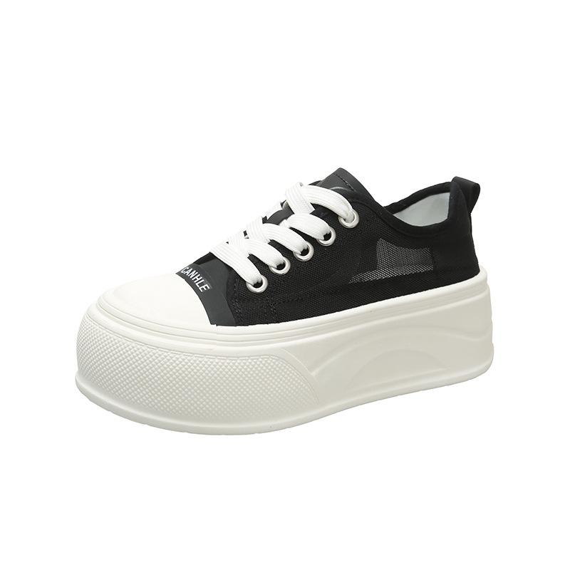 Summer Korean version lace-up thick-soled heightening little white shoes breathable versatile soft-soled casual board shoes big head women's shoes