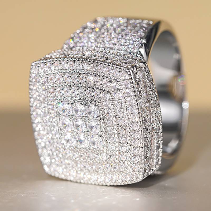 

Huitan Square Shaped Ring for Women/Men Full Bright Cubic Zirconia Luxury Party Wedding Accessories Fashion Copper Color Zircon 9