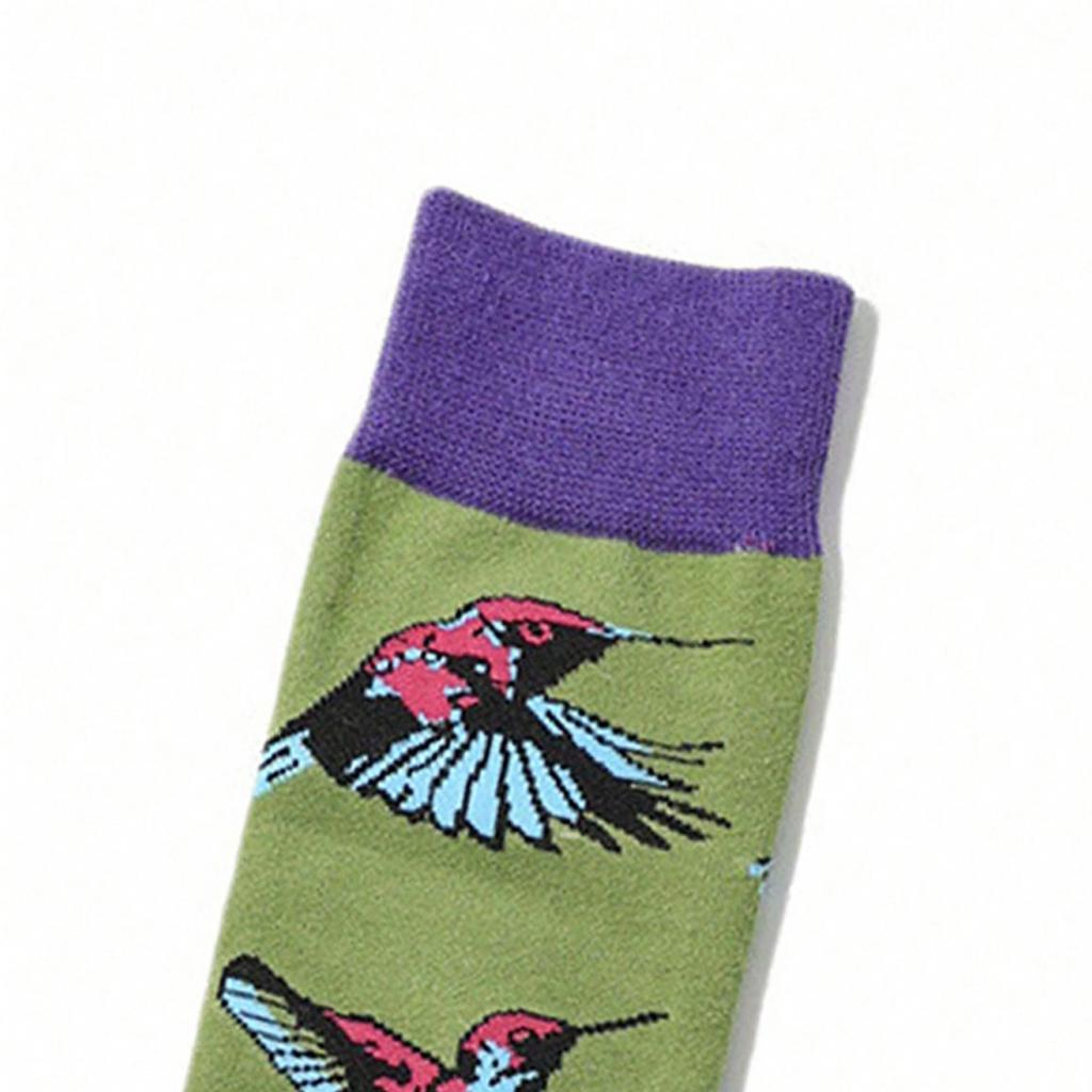 Unisex Cotton Long Socks for Men and Women - Trendy Printed Design for Daily Wear