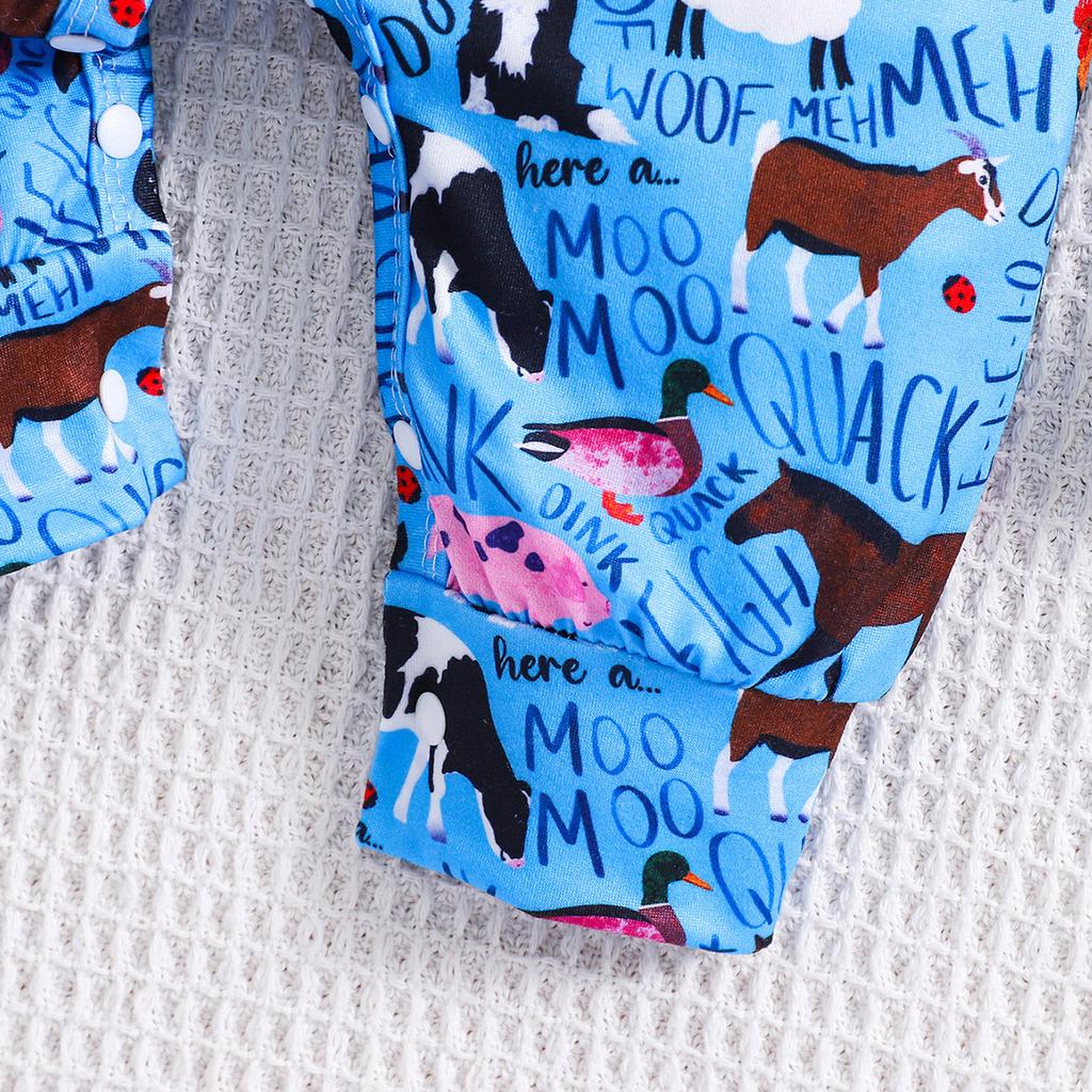 Baby Cartoon Farm Animal Pattern Casual Long Sleeve Romper