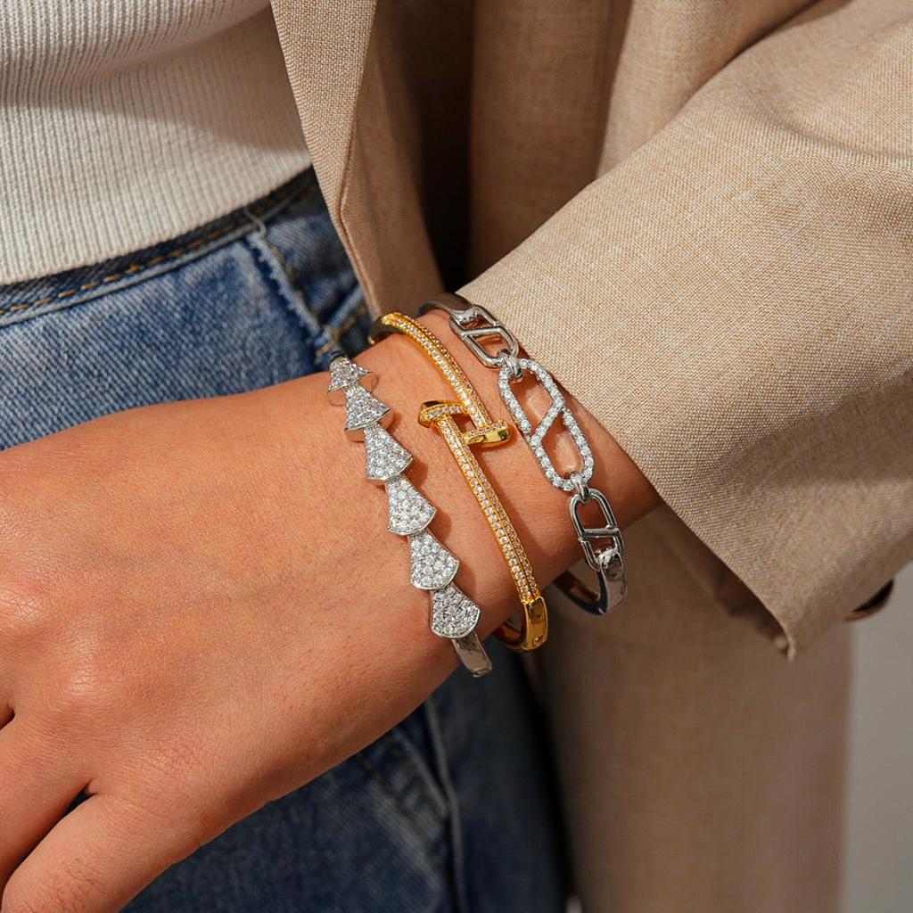 18K real gold electroplated zircon hammer snake bone chain bracelet personalized bracelet