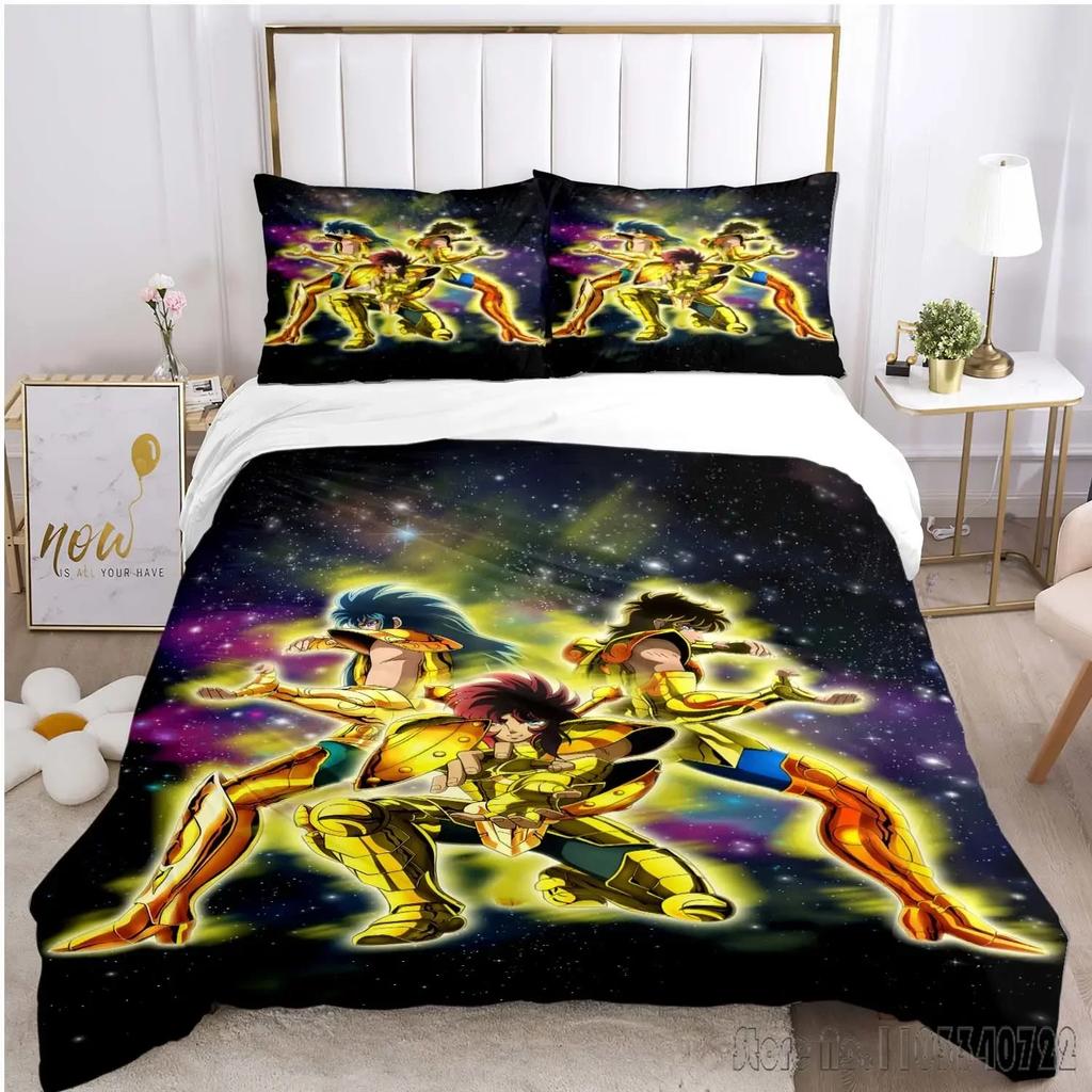 Admire Saint Seiya Pattern Cartoon Duvet Cover Set HD Comforter Cover for Kids Bedding Sets Bedclothes Bedroom Decor