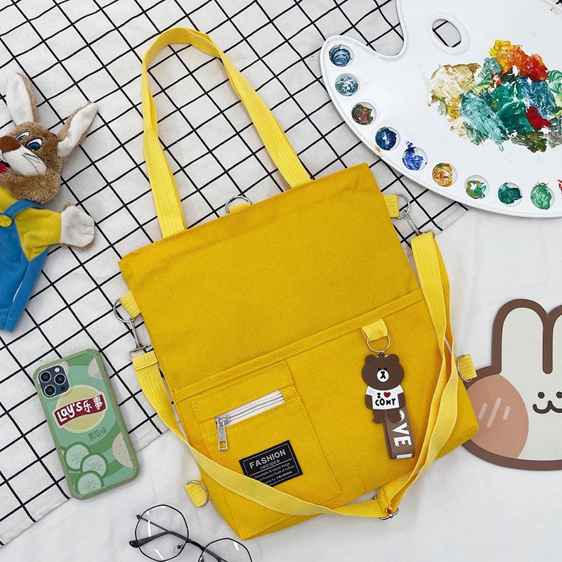 Fashion Bear Doll Canvas Women's Bag New Large-capacity Shopping Women's Shoulder Messenger Bag