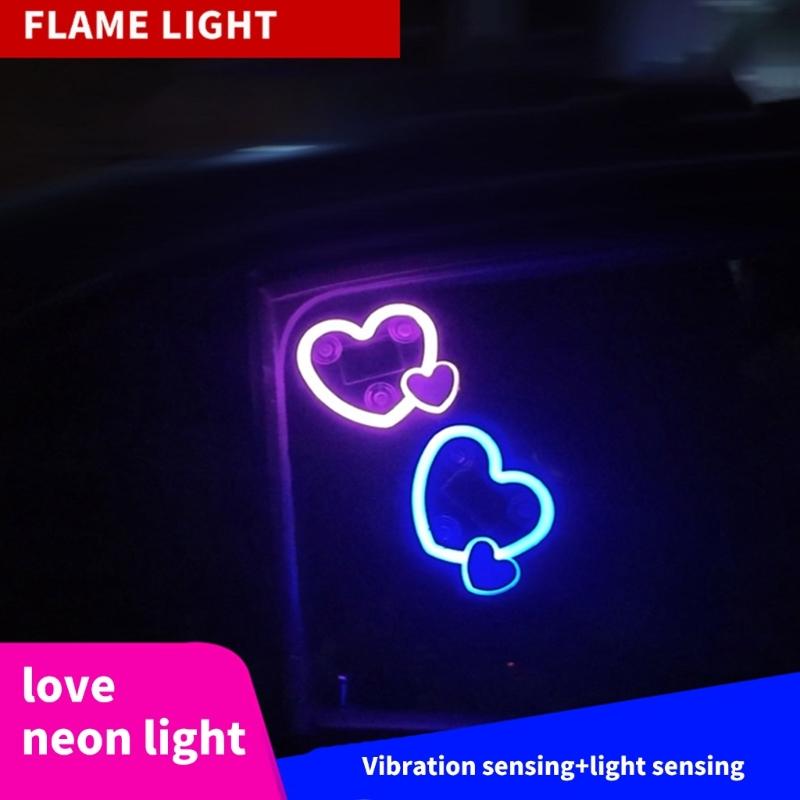 Heart Shaped Solar Powered Glow Lights For Car Dashboard Decoration Featuring Cordless Design And Multiple Modes