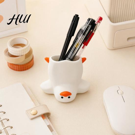 Playful Desktop Decor Upside Down Duck Pen Holder, 3D Printed Desk Organizer, Funny Creative Gift for Girls Stationery Storage Holder Office