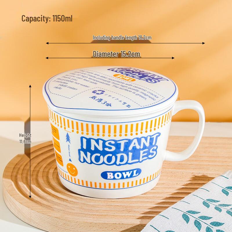 Bol de Cerámica Japonés Xinglida para Fideos Instantáneos con Tapa