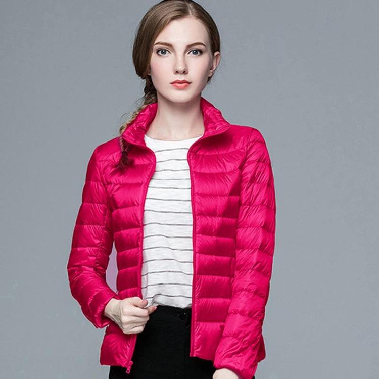 Giacca Piumino Donna Taglie Forti Stile Coreano Leggera Vestibilità Aderente Collo Alto Corta Cappotto Autunno Inverno