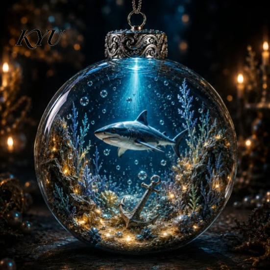 Coastal Style Home Seasonal Ornaments Ocean Animal Christmas Ball Ornament, 3D Marine Life Hanging Decoration, Theme Beach Xmas Tree Pendant