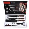 Hammered Stainless Steel Forged Cutlery Set with Sheathed Handles, Six Pieces