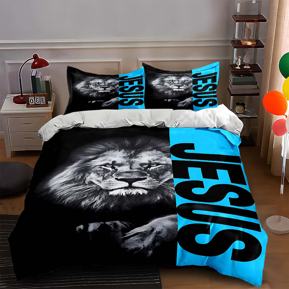 

Lion text contrast Bedding Duvet cover sets Duvet covers Pillowcases gifts (1 * Duvet Cover 2 * Pillowcases, without duvet insert) 135x200cm