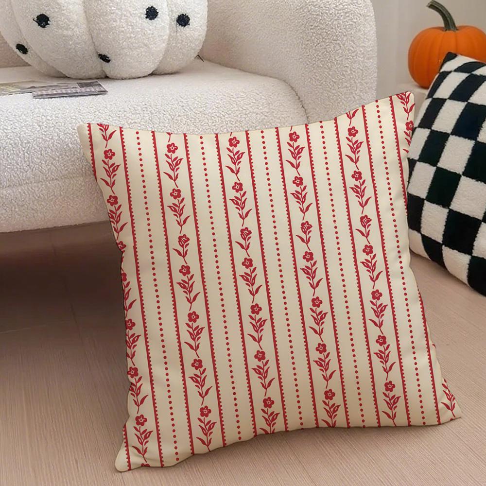 Vintage Stripes Pillow Classic Retro Cushion Cover Throw Pillow Cover Hidden Button Durable Polyester Chair Cushion