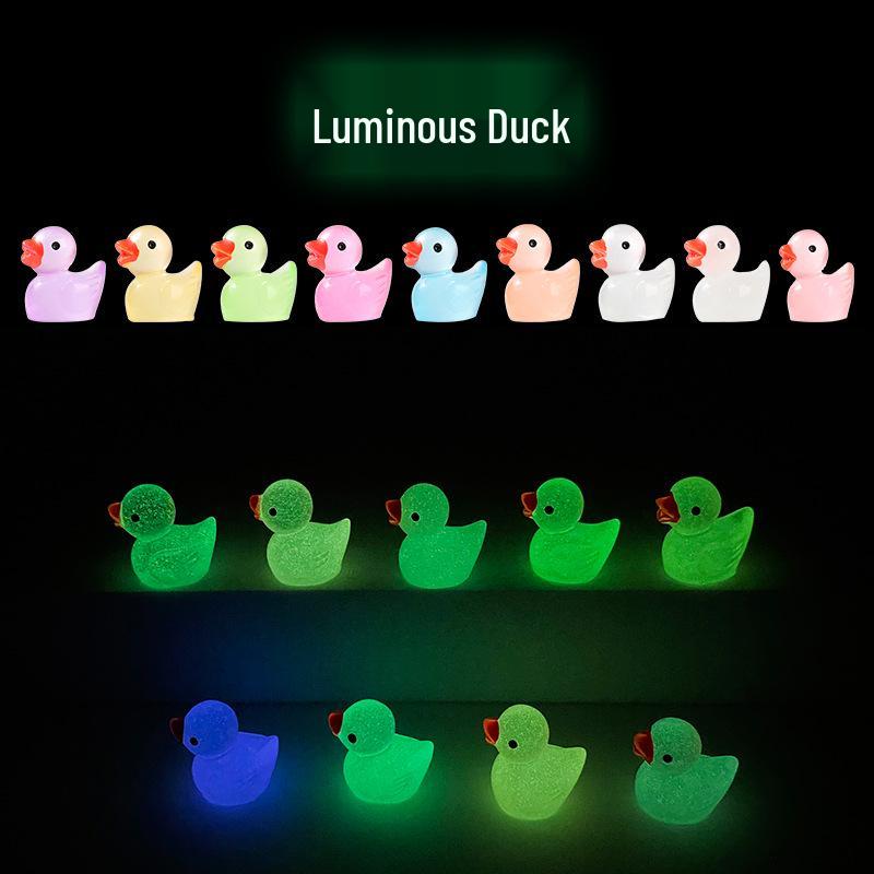 Glowing Luminous Duck Figurines - Colorful Resin Micro-Landscape Ornaments