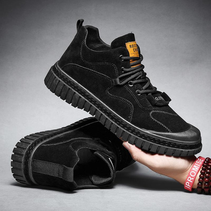 

Ботильоны на шнуровке, модные, из натуральной кожи, мужские, повседневные, корейские, удобные, британский винтаж, с круглым носком, с высоким верхом, мужская обувь 39 чёрный