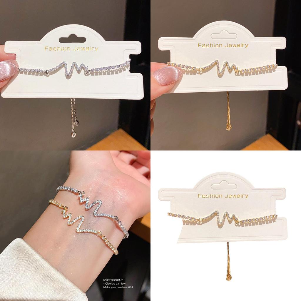 Zircon Heart Rate Design Shape Pendant Bracelet With Sparkling Stones For Womens Fashion Accessory