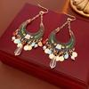 Bohemian Resin Diamond Moon Tassel Earrings - Retro Ethnic Style for Women