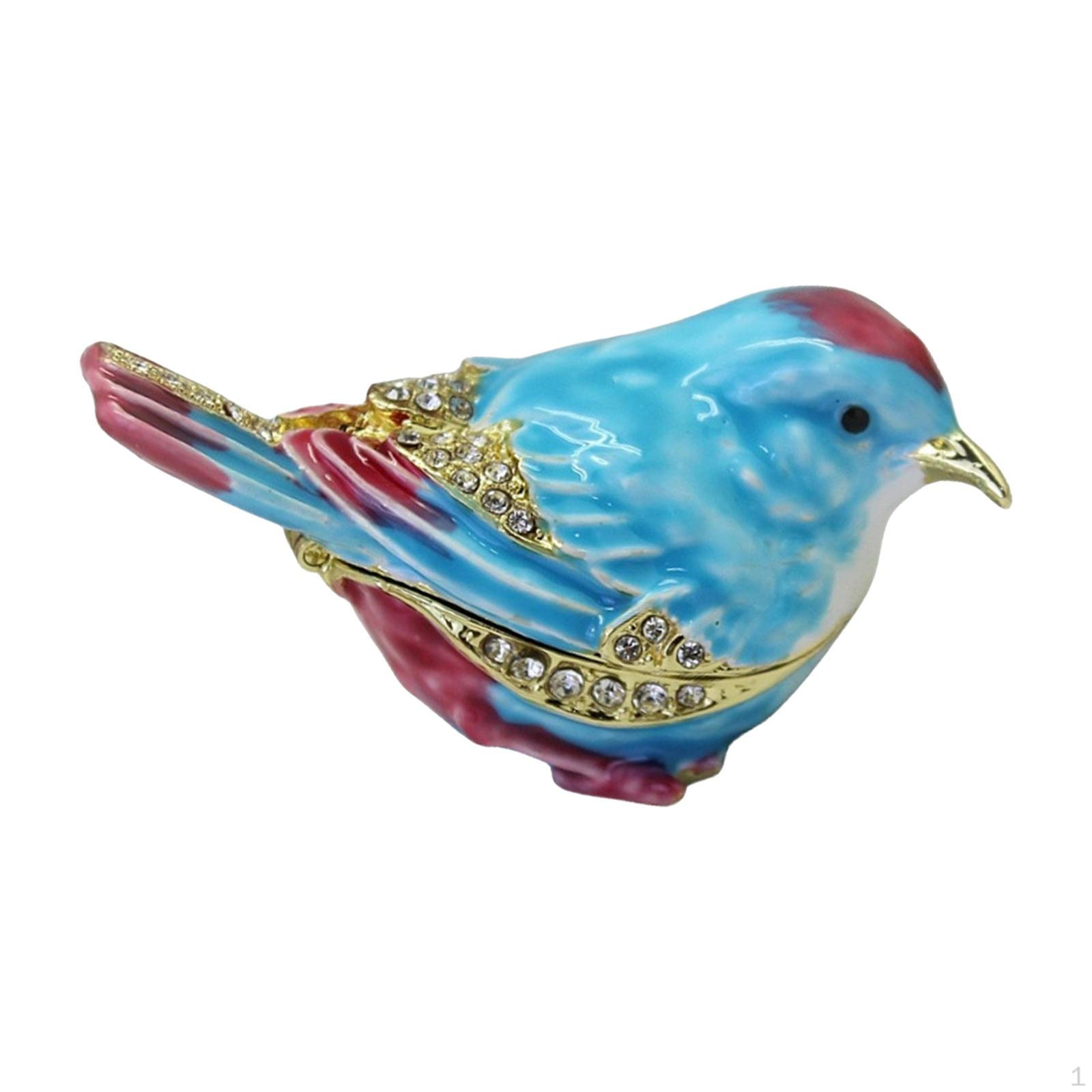 

Коробка для безделушек с птицами, эмалированная навесная шкатулка для украшения дома, контейнер, держатель для колец, органайзер для дисплея синий