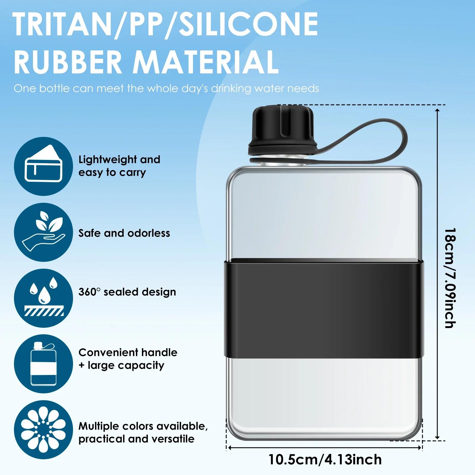 

500ML Water Bottle Flat Slim Drinking Bottle Portable Traveling Handheld Water Mug for Outdoor Camping Climb Sports Water Bottle чёрный