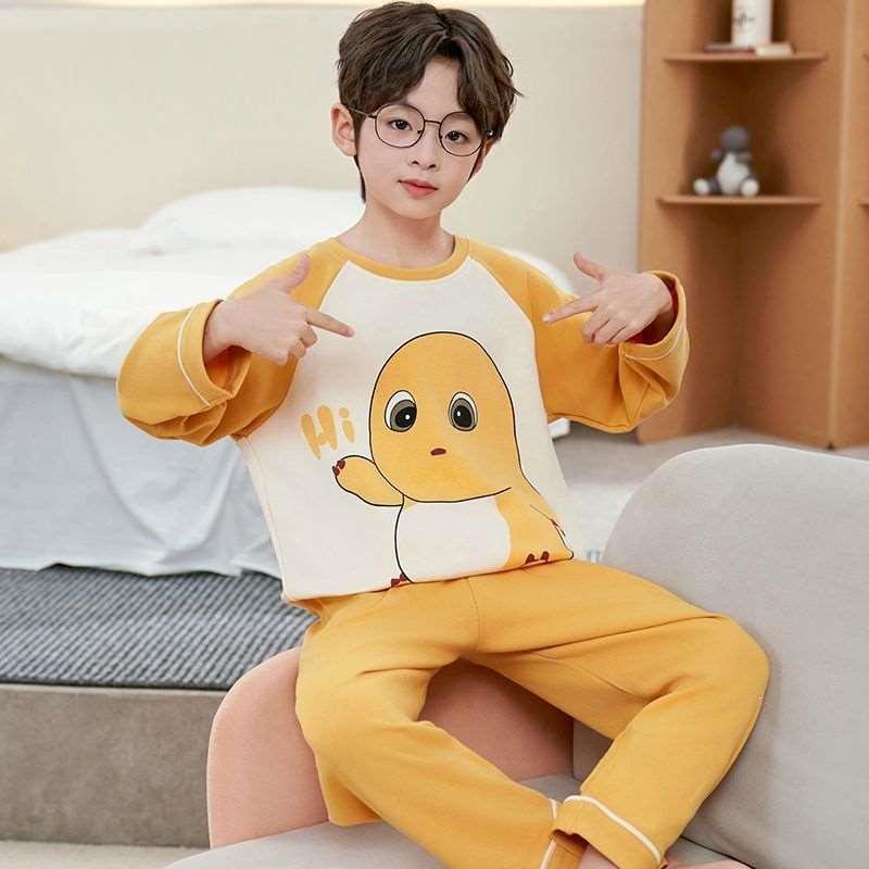 Egg Boy Long Sleeve Cartoon Pajama Set for Boys - Spring/Autumn Collection