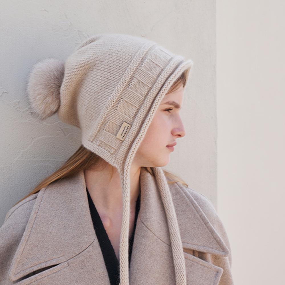 Melikub Cashmere Ear Beanie_Ivory