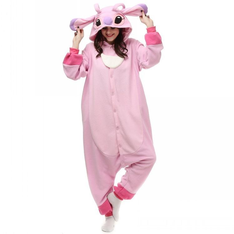 Blue Pink Stitch Cartoon Onesie Pajamas, Couple Animal Costume, Halloween Cosplay Jumpsuit, Adult Loungewear