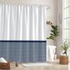 Blue & White Striped Shower Curtain , Minimalist Modern Bathroom Decor With 12 Hooks, Easy Installation, Stylish & Clean Design