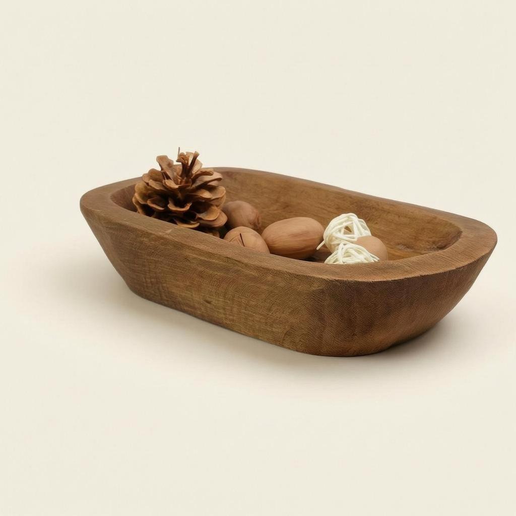 BoatShaped Tray HandPolished Wooden Raised Sides Serving Platter