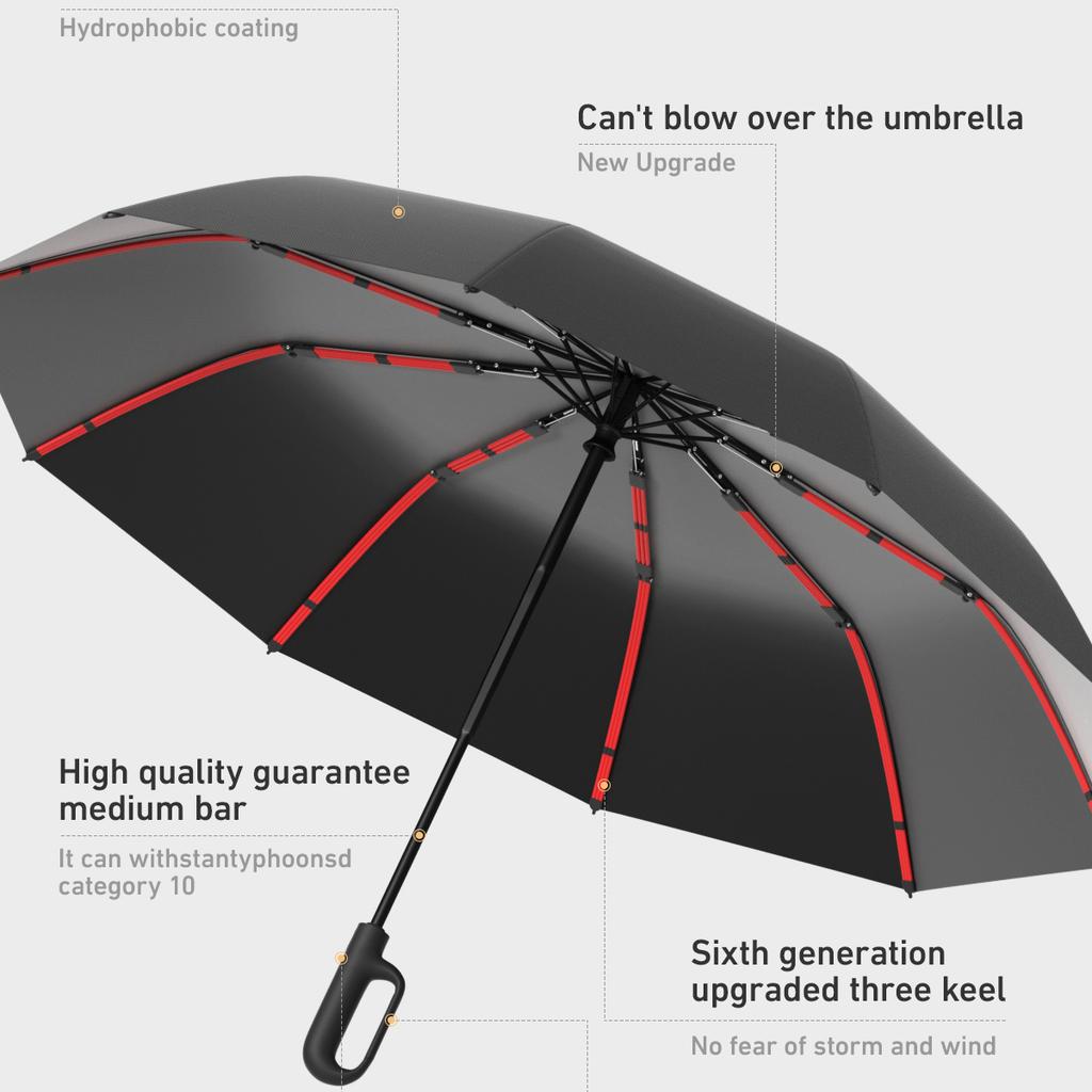1 Handle Fully Automatic Folding Umbrella with Buckle, Easy to Carry Larger, Thicker and Sturdy. Suitable for Men and Women, Portable and Windproof
