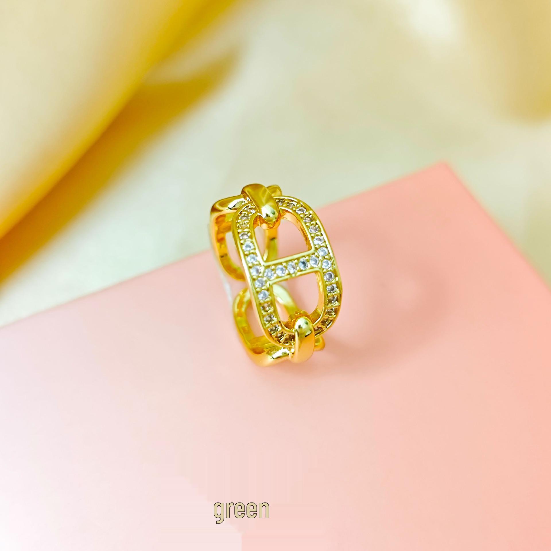 New Micro-Inlaid Zircon Fashion Luxury Adjustable Open Ring for Women