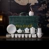 A large set of pure jade ice jade porcelain kung fu tea set will be given to leaders as high-end high-end gifts, and business high-end gifts.