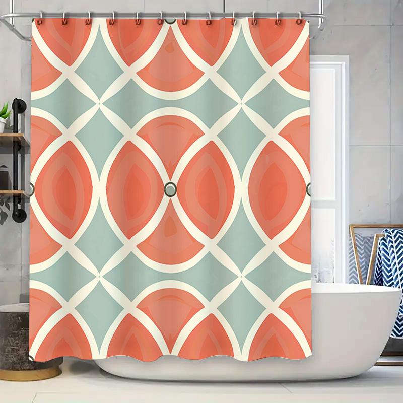Modern Geometric Shower Curtain Waterproof Decorative Bathroom Accessories Set for Home Improvement 90x180cm