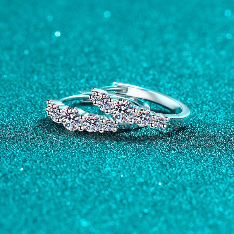 1.12ct Moissanite Earrings for Women Lab Grown Diamond Ear Studs 925 Silver Fine Jewelry Gift