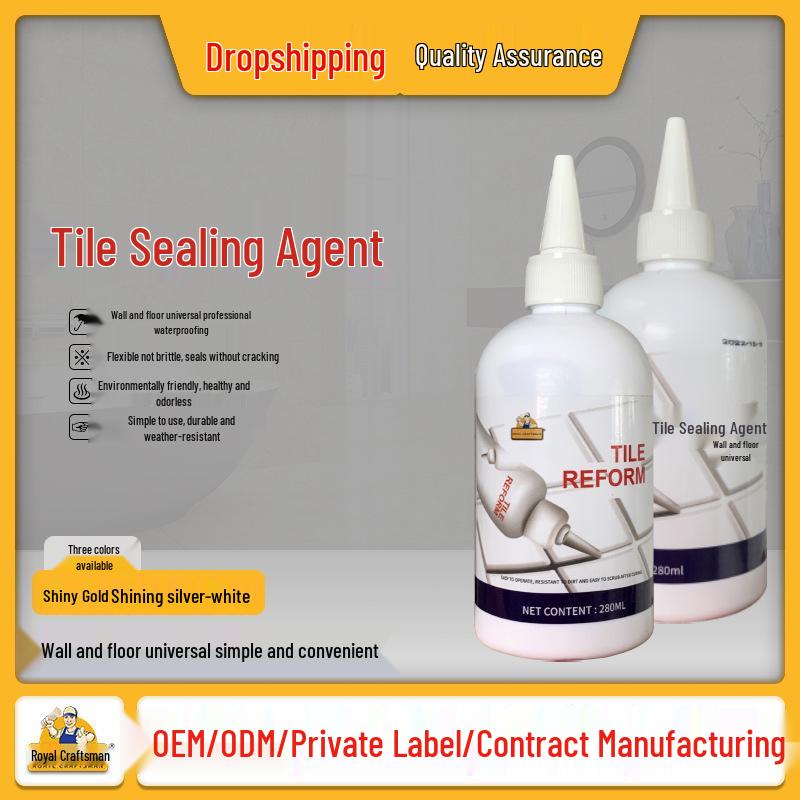 

Anti-Mold Waterproof Tile Grout: Squeeze Tube Filler for Walls & Floors in Kitchen & Bathroom Bottle - Porcelain White [280ml] - Without Tools