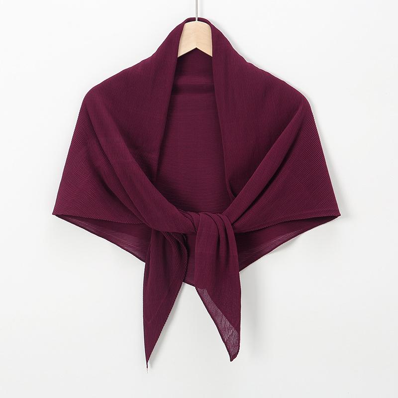 New hot-selling chiffon crumpled square scarf, solid color fashionable pleated shawl bag head multi-purpose yarn scarf