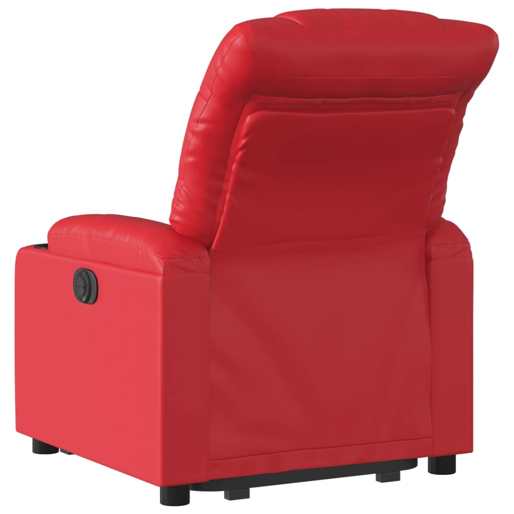 Recliner Chair with Lift Assist Red Artificial Leather