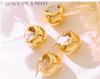 European & American Niche Design 18K Gold-Plated Titanium Steel C-Shaped Round Bead Earrings