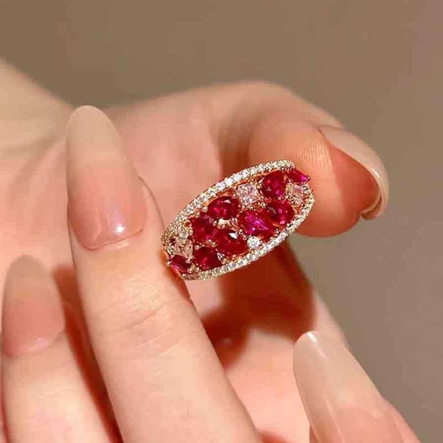 

Zircon hollow open ring fashion light luxury exquisite index finger ring high sense temperament jewelry