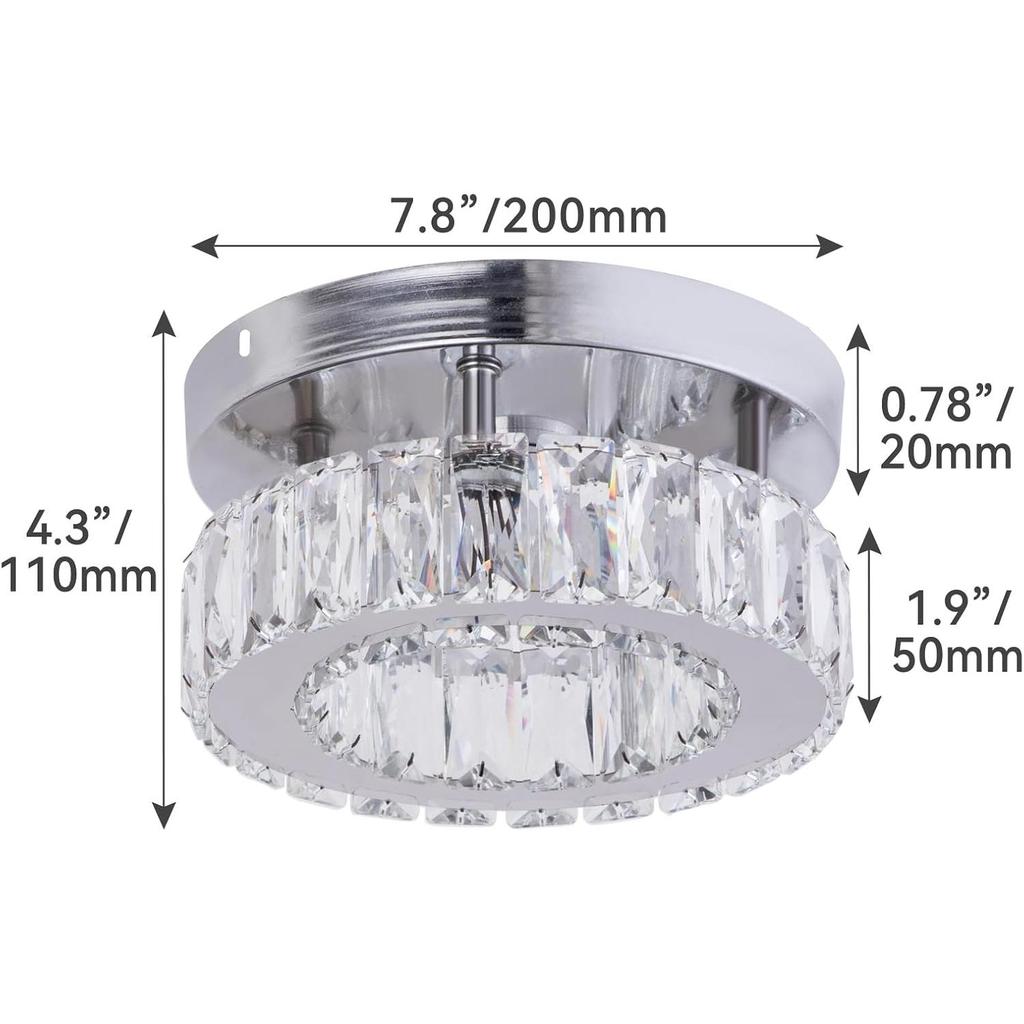 Modern Crystal Chandelier Small LED Crystal Ceiling Light for Dining Room Bedroom Living Room Hallway (Cool White)