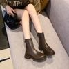 Martin Boots Women's 2025 New Autumn and Winter Velvet Flat-bottomed Chelsea Thin Boots British Style Short Boots Korean Ankle Boots