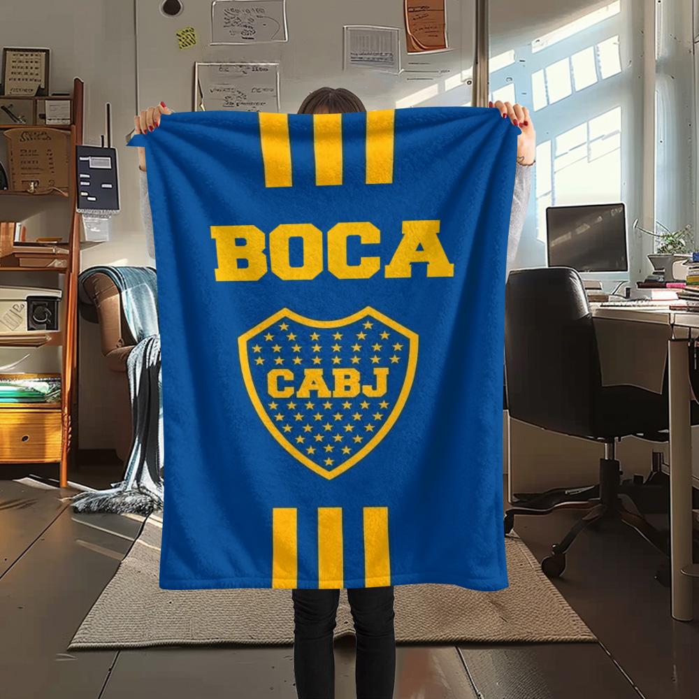1Pc Boca Juniors Print Flannel Blanket High Quality Warm Comfortable Cover for All Seasons Perfect for Gifts Home Decor