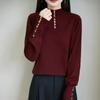 A Fashionable Semi-high Neck, Versatile Design Base Layer, Solid Color Loose and Warm Knitted Sweater for Women