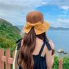 Hat women's summer mesh breathable versatile bucket hat basin hat bow sunshade sunscreen beach sun hat